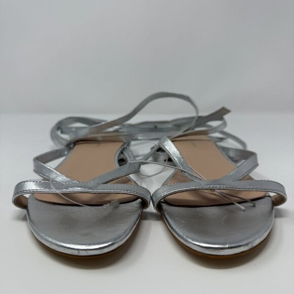 Stuart Weitzman Anita Metallic Leather Ankle Strap Flat Sandals Women's 7 NWOB - Picture 7 of 16